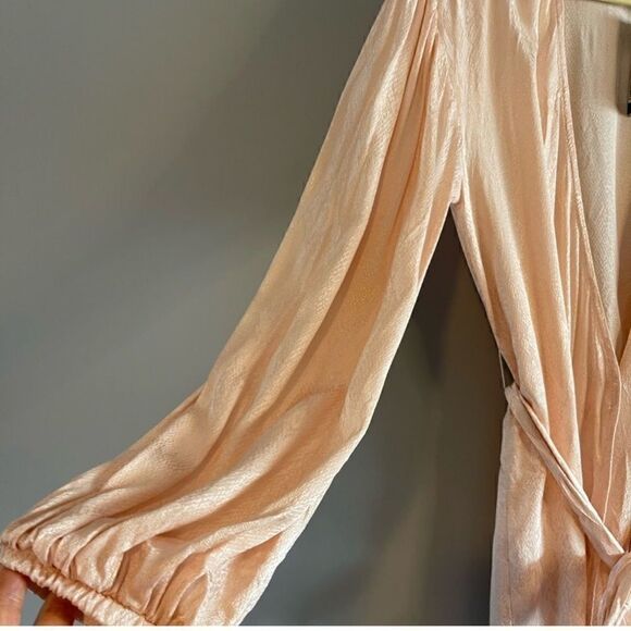 AFRM Milos Long Sleeve Wrap Minidress In Icy Pink Snake || SZ S - Picture 5 of 15